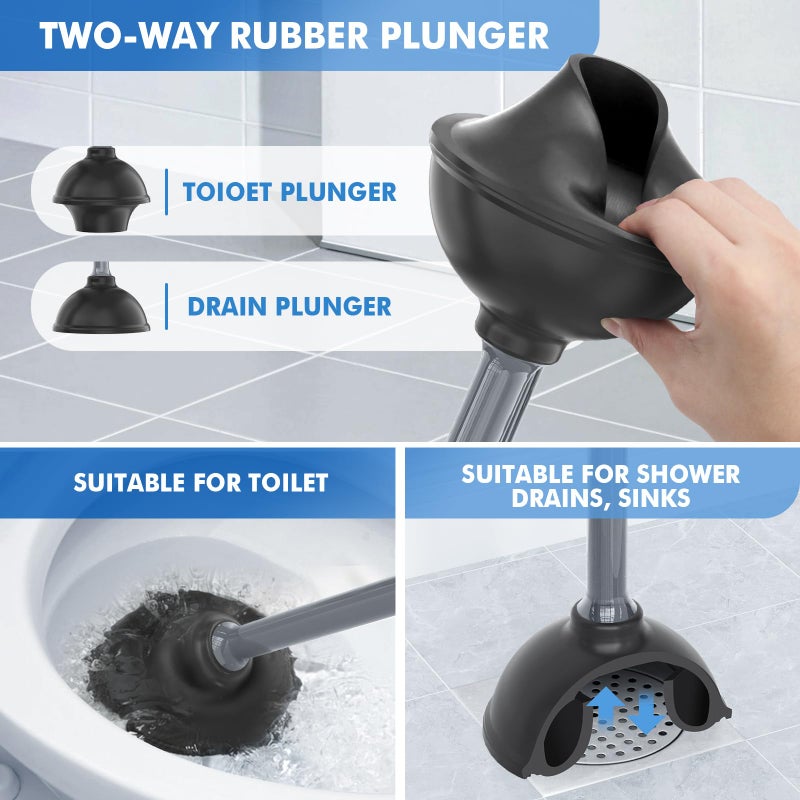 LOVLOY Toilet Plunger and Brush, Bowl Brush and Heavy Duty Toilet Plunger Set with Ventilated Holder, 2-in-1 Toilet Brush and Plunger Combo for Bathroom Cleaning New Pack (Grey, 1) - Image 3